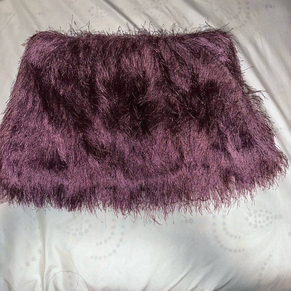 Zara Fringe Mini Skirt in Plum